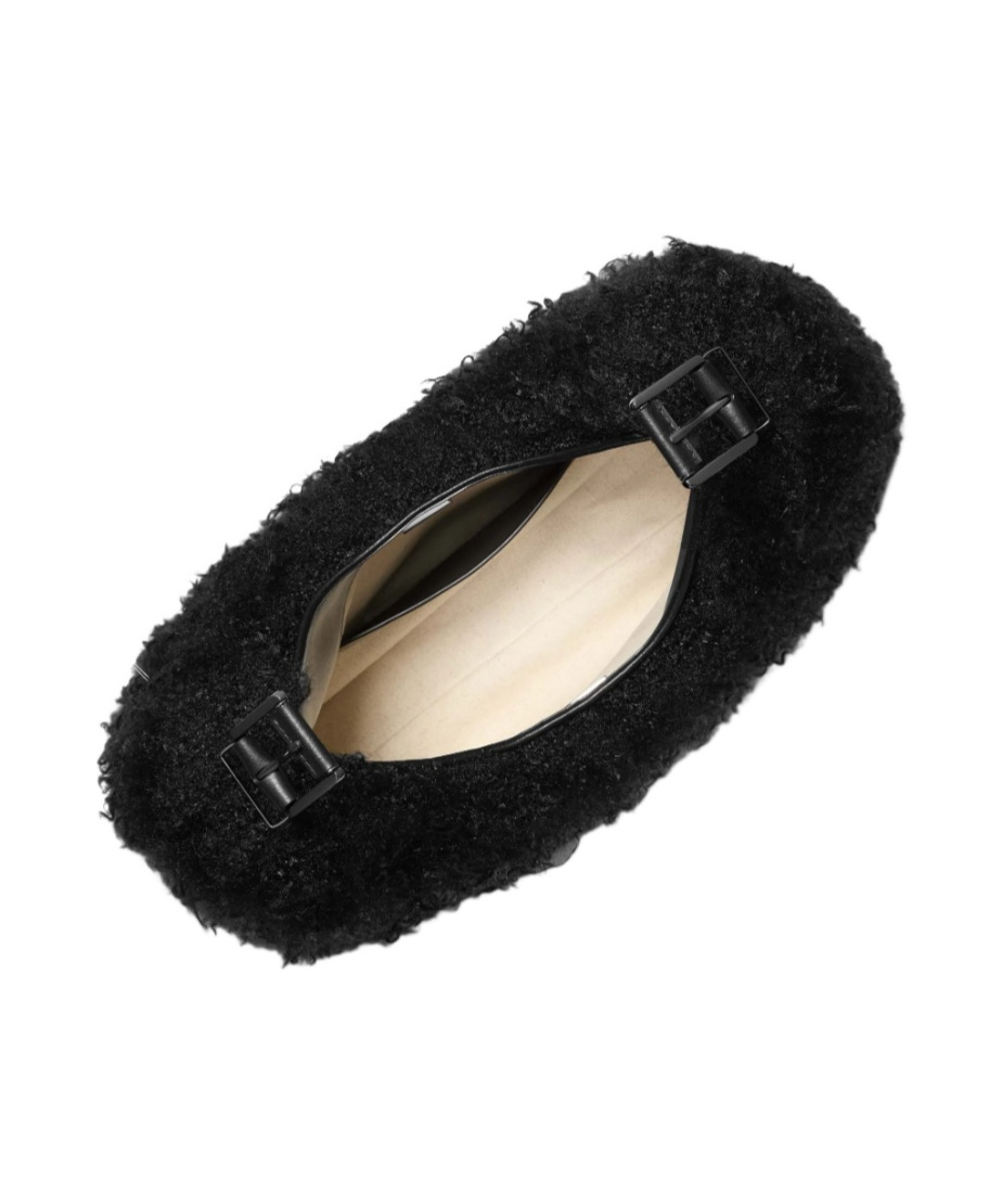 Michael Kors Nolita Large Faux Shearling Hobo Shoulder Bag In Black