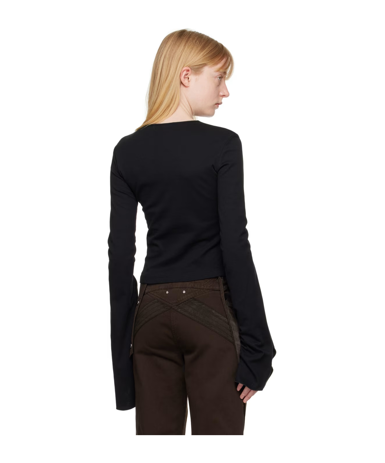 Shop Blumarine Crystal Decorated Long-sleeved T-shirt In Black