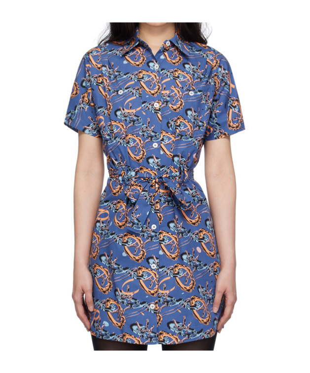 Apc A.p.c. X Brain Dead Button Dress In Blue