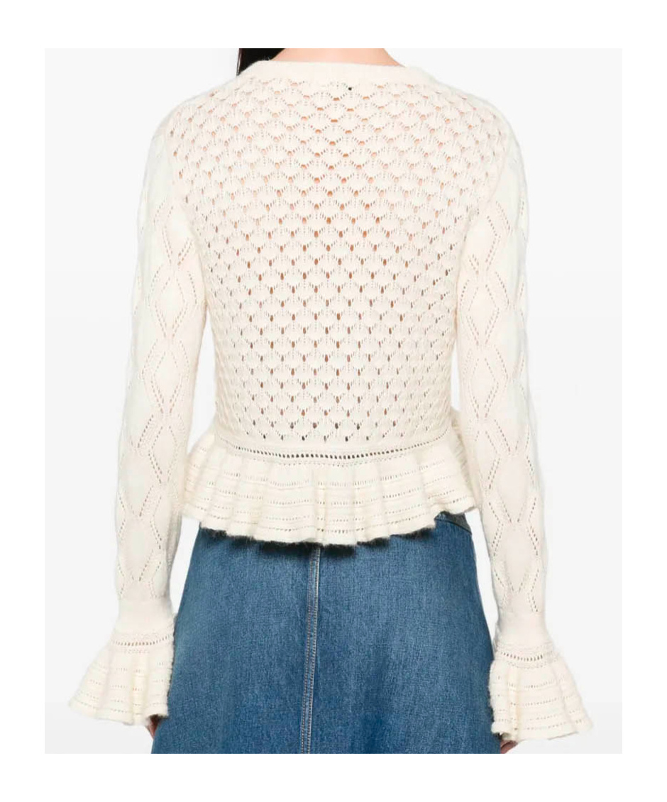 Chloé Latte-colored Crochet Cardigan In Blend In Neutral