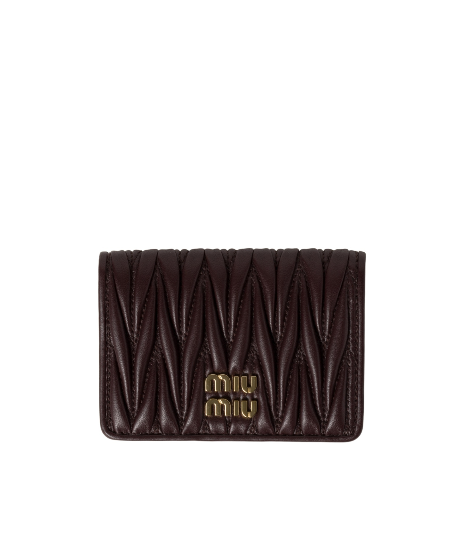 Miu Miu Textured Quilted Lamb Leather Wallet In Black