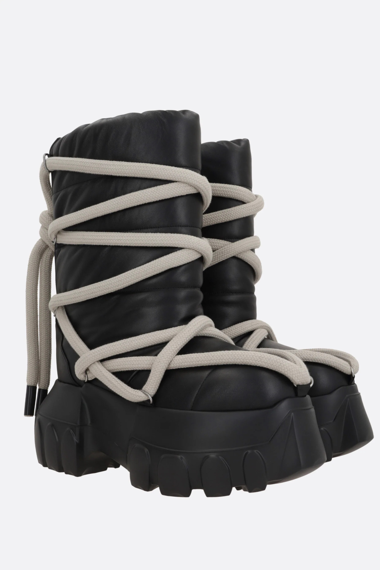 Rick Owens Quilted Padded Leather Lace-up Boots In Black