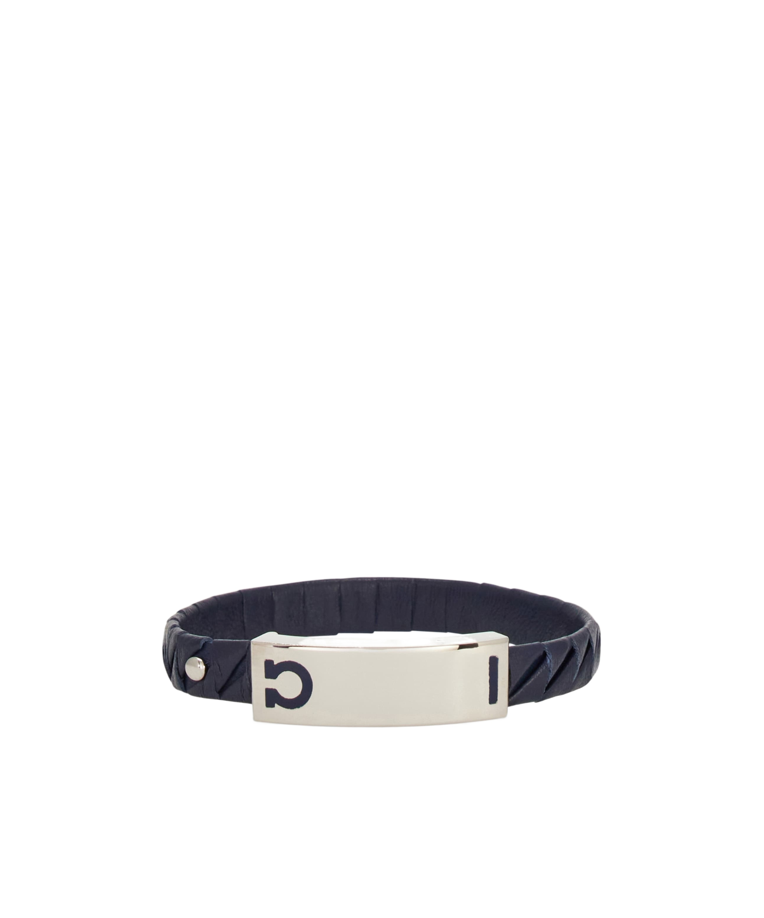 Ferragamo Gancini Leather Bracelet In Black