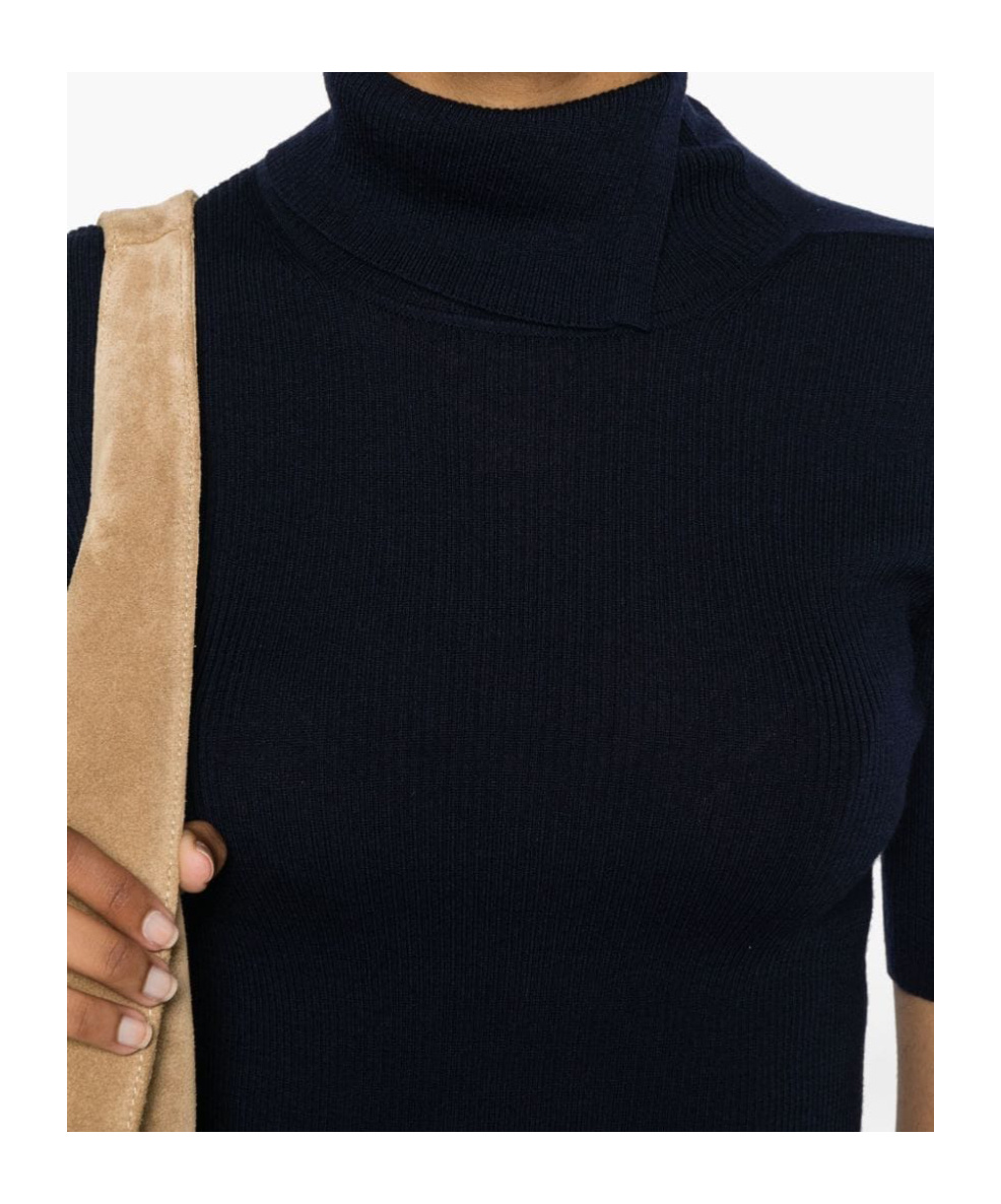 P.a.r.o.s.h Leila Turtleneck Wool Knit Top In Black
