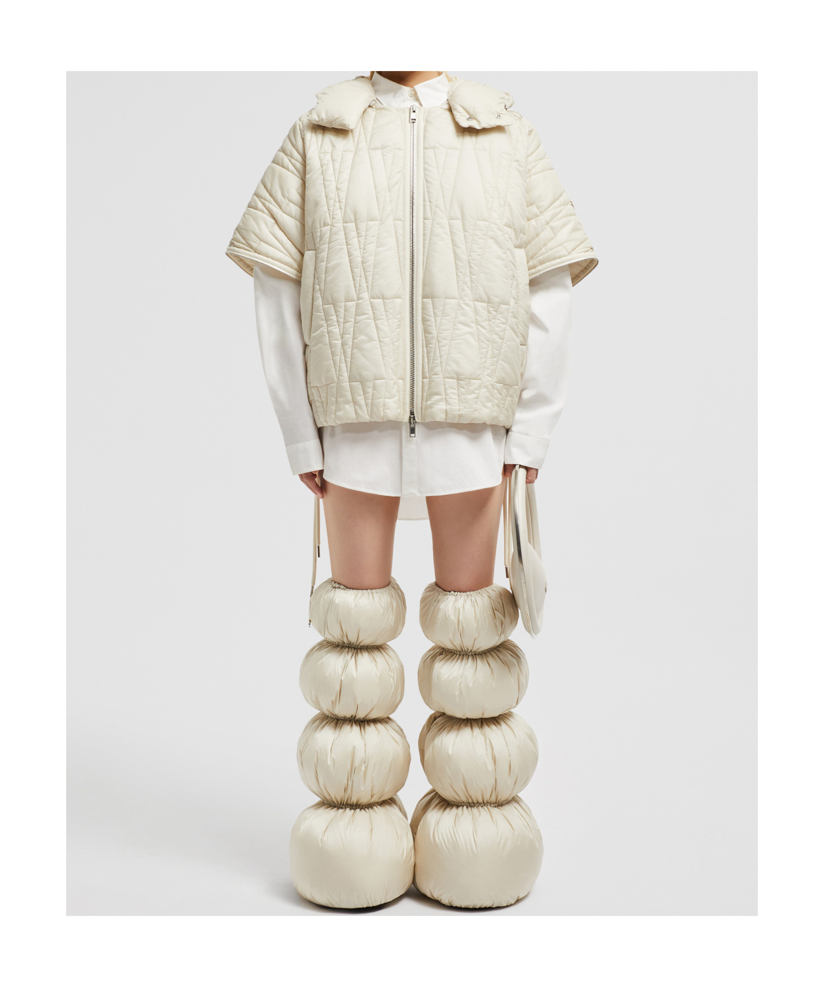 Moncler Long-sleeved Down Jacket In Nude