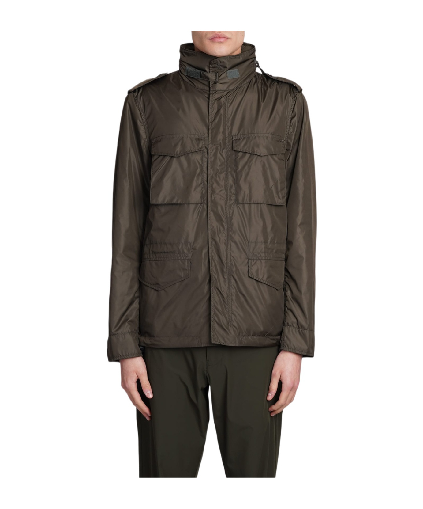 Aspesi Logo-patch Hooded Jacket In Black