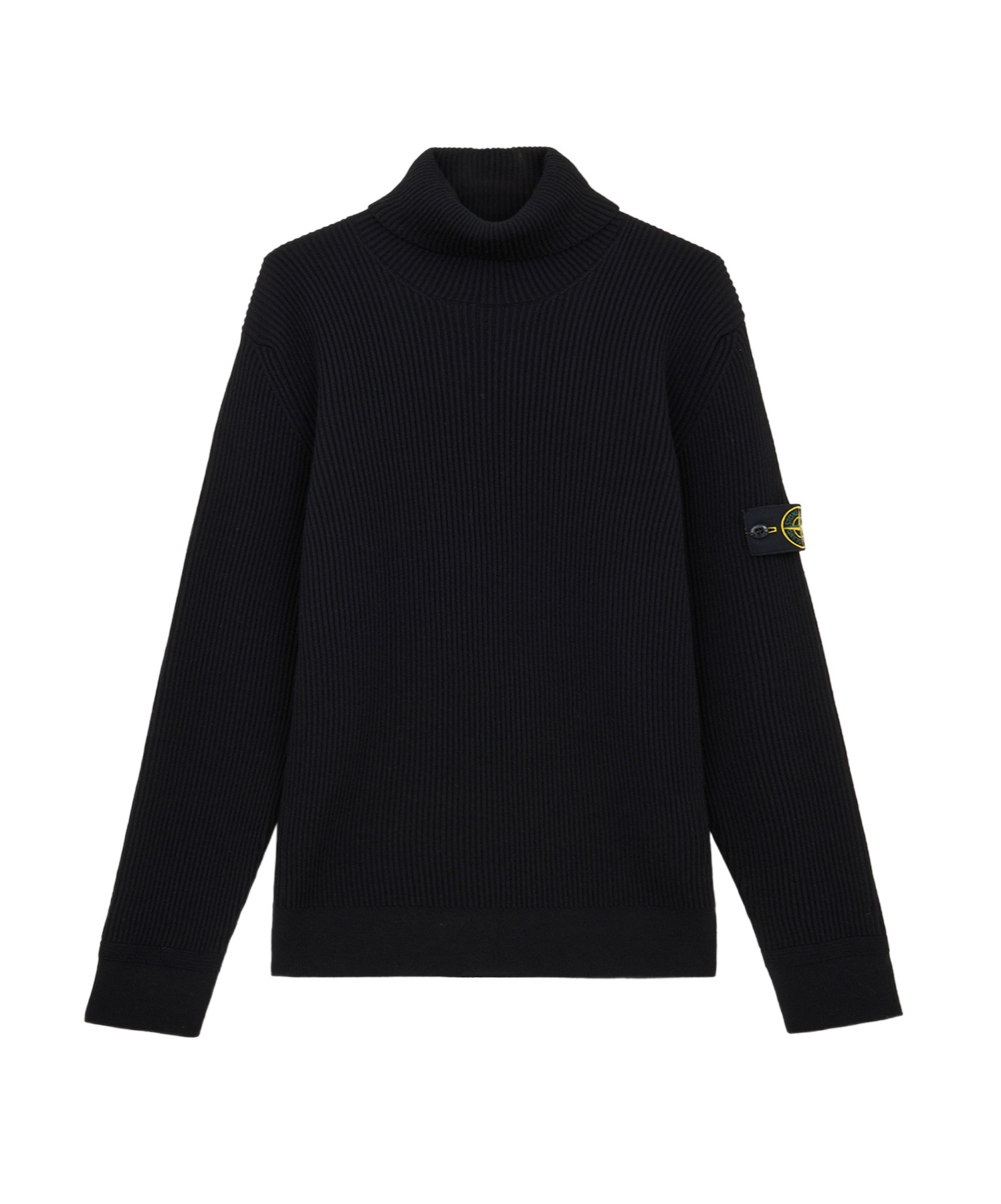 Stone Island Turtleneck Jumper With Finely Ribbed Trims In Black