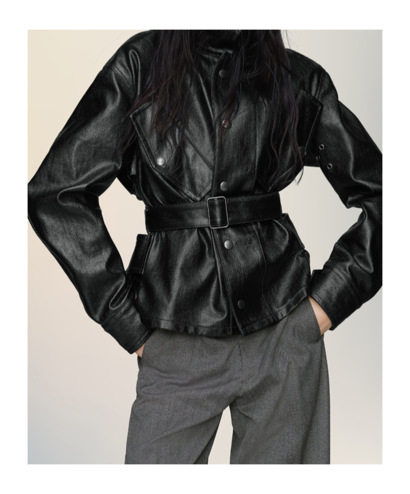 Maison Margiela Womens Black Belted Regular-fit Coated-cotton Jacket In Black