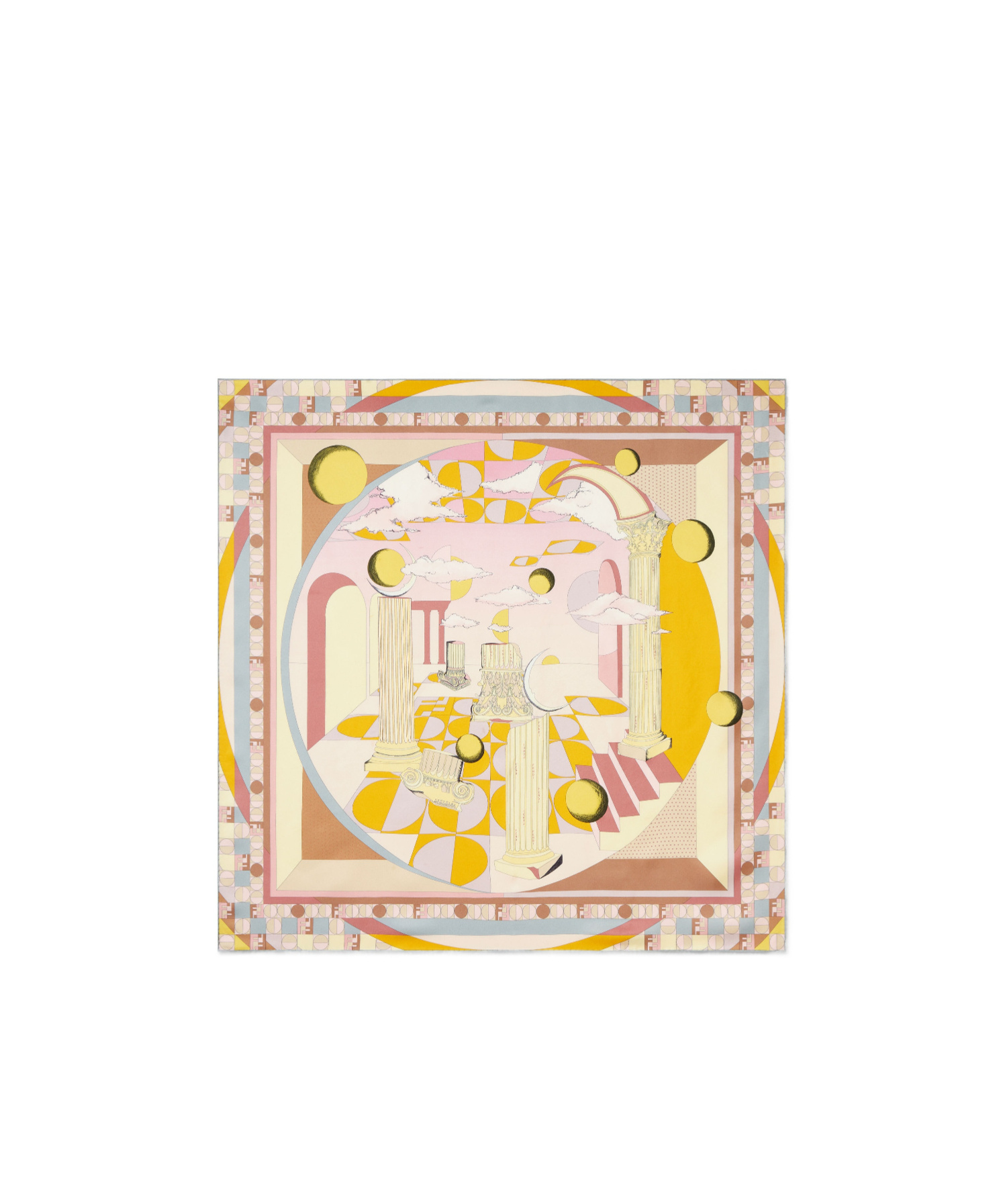 Fendi Moonlight Echoes Geometric-print Silk Scarf In Gold