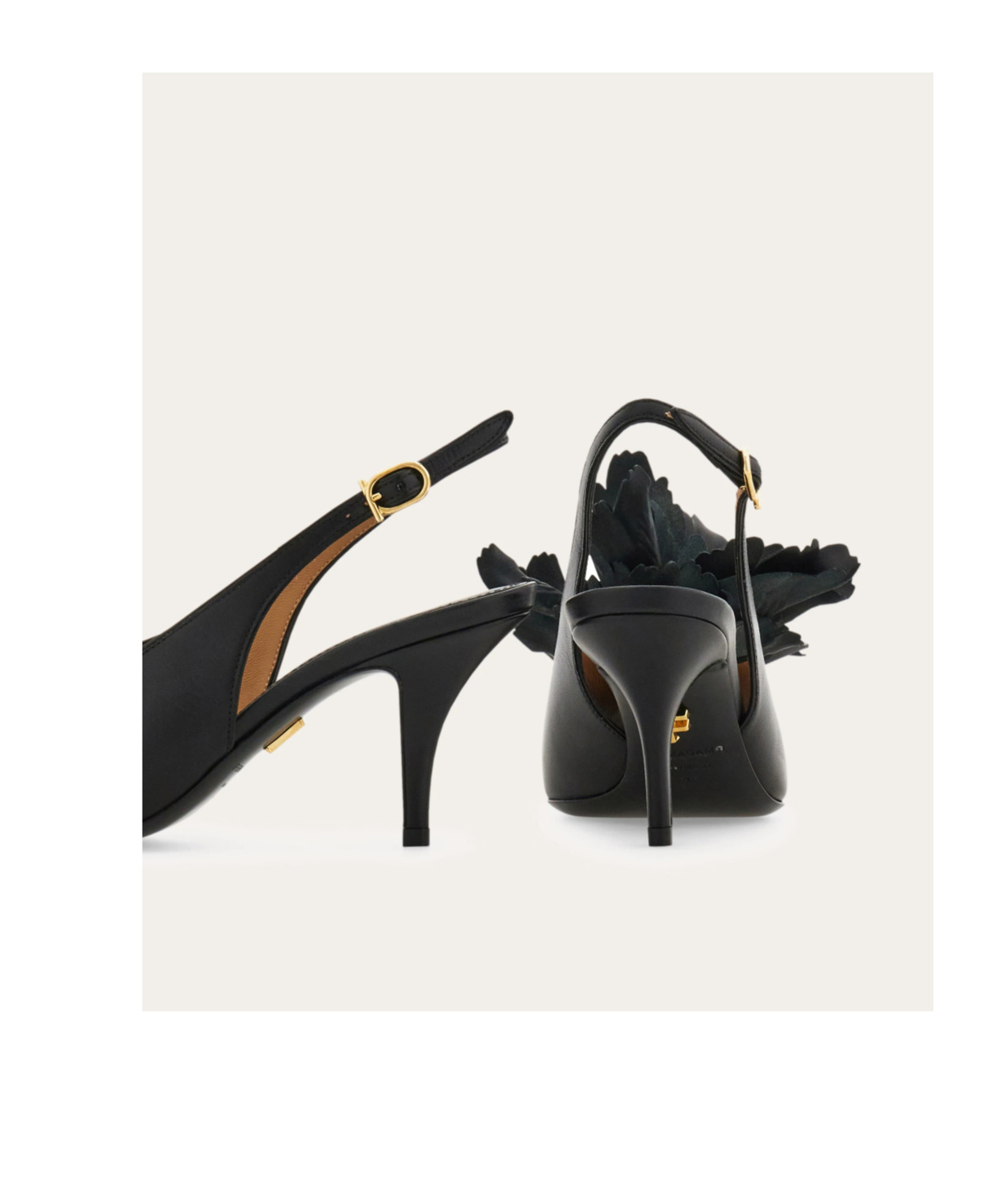 Ferragamo 70mm Flower-embellished Slingback Pumps In Black