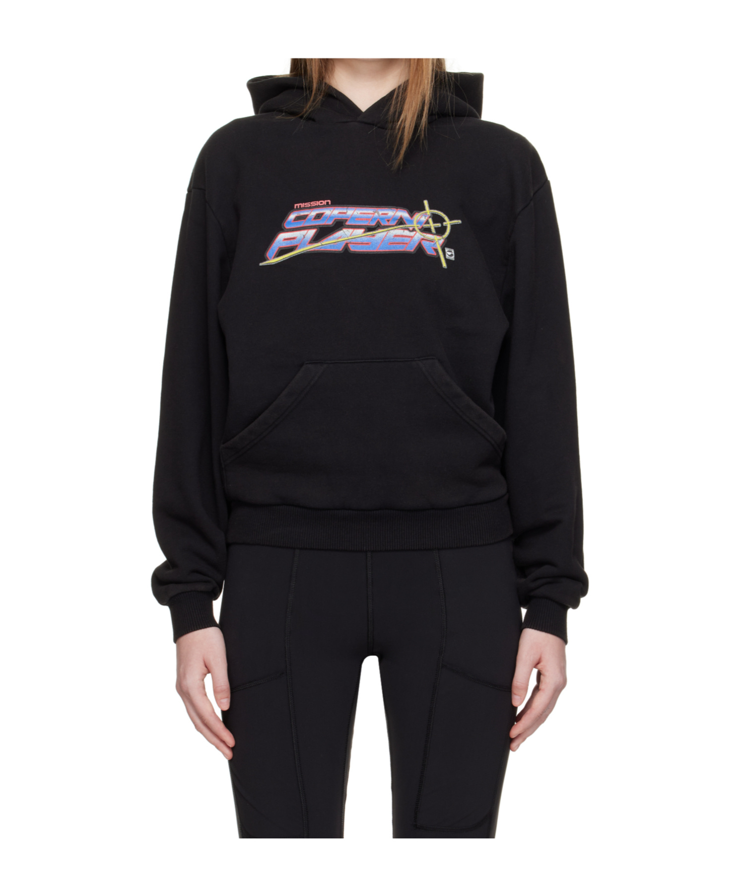 Coperni Graphic Print Hooded Cotton Sweatshirt In Black