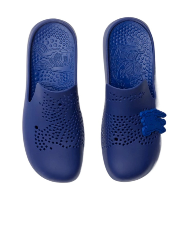 Burberry Stingray Perforated Slides In Blue