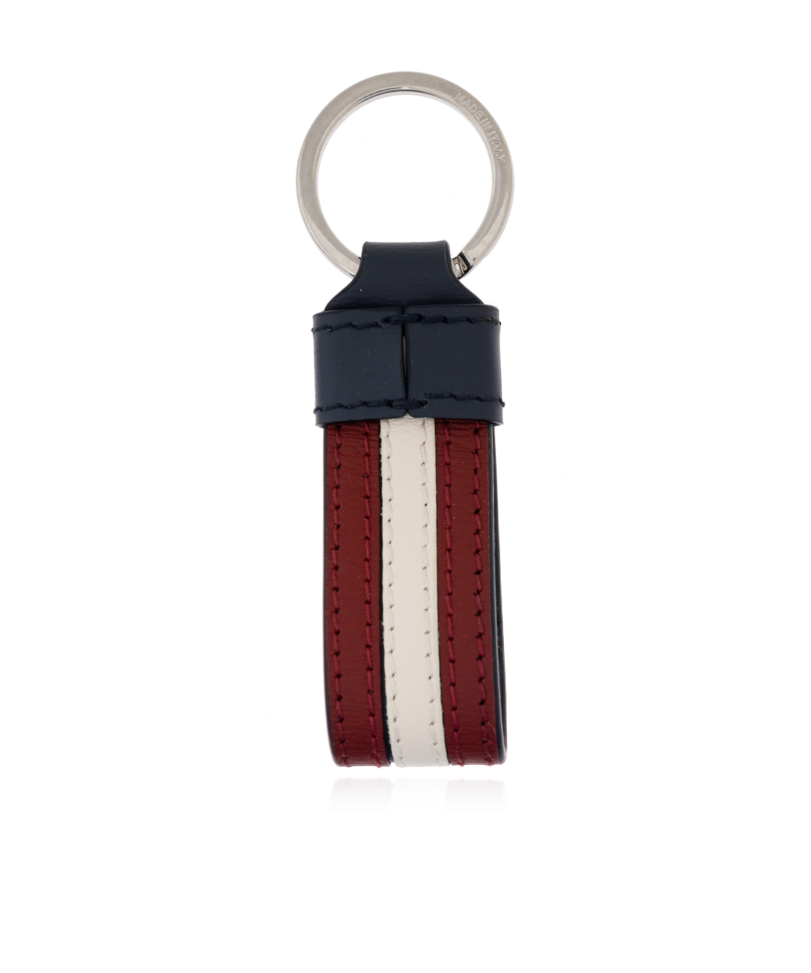 Bally Debossed Leather Keychain In Black