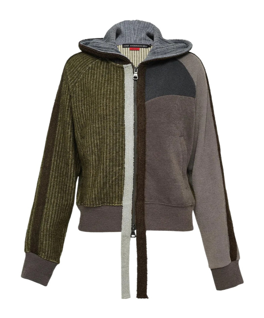 Andersson Bell Colorblock Knit Zip-up Hoodie In Brown