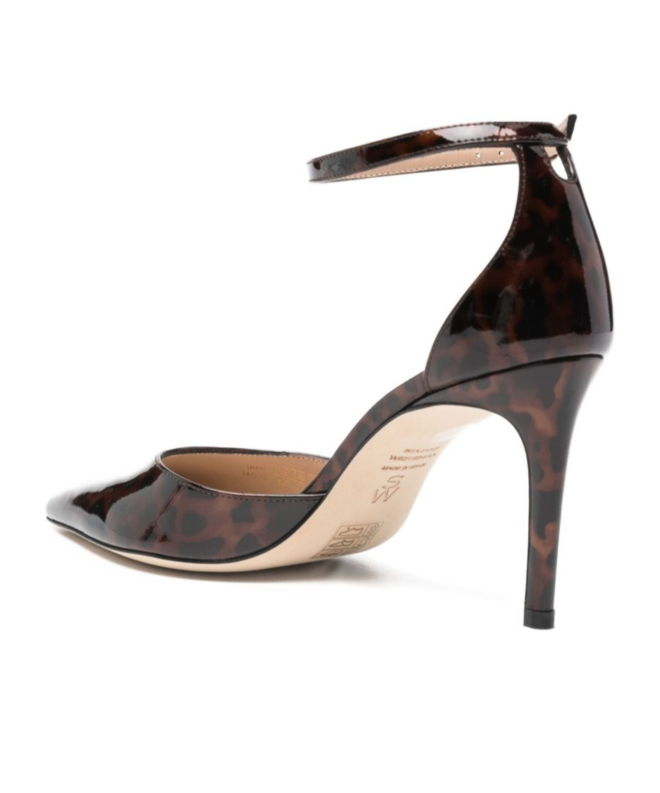 Stuart Weitzman 85mm Leopard-print Ankle-strap Pumps In Black