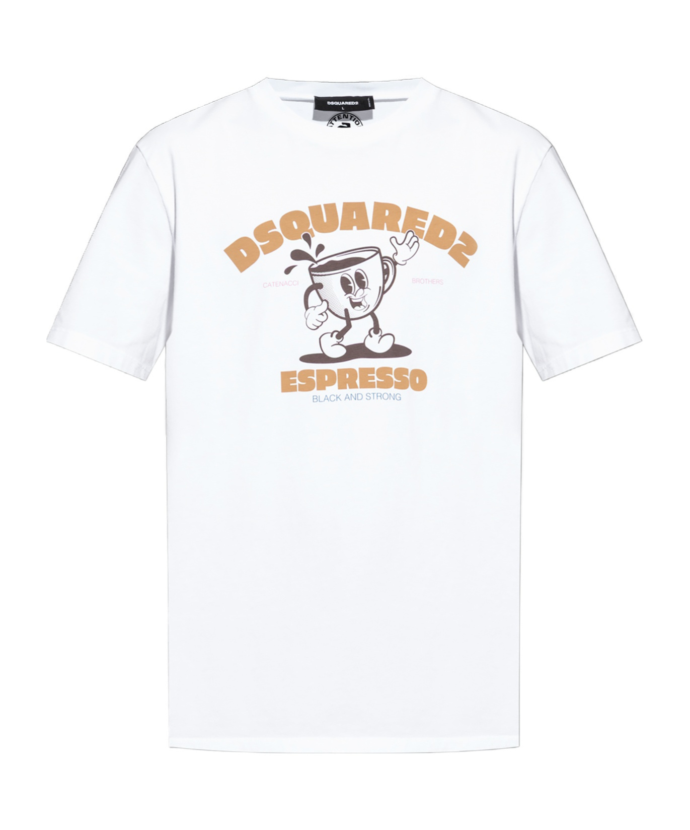 Dsquared2 Playful Graphic Print Cotton T-shirt In White