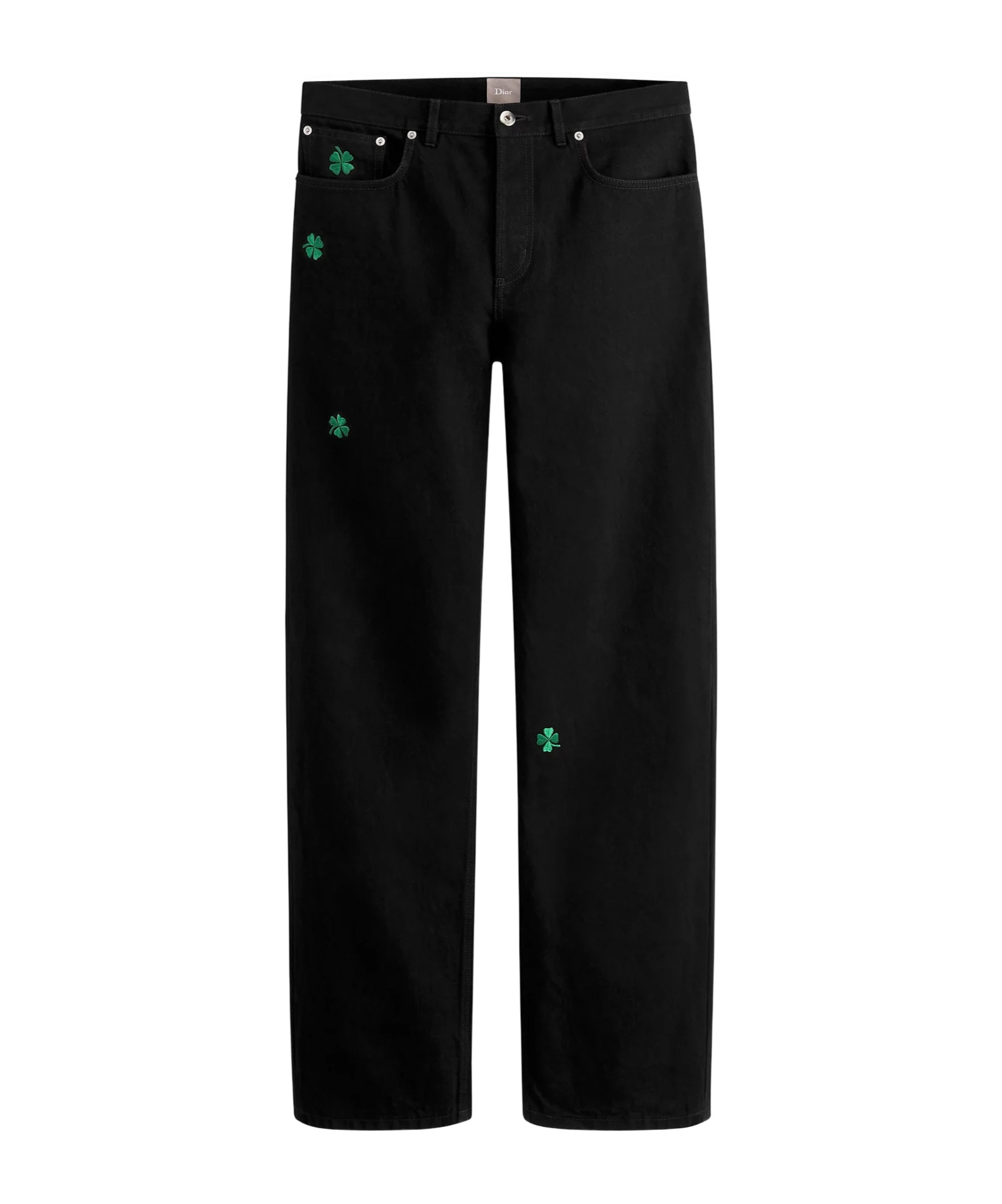 Dior Regular Jeans With  Clover Embroideries In Black