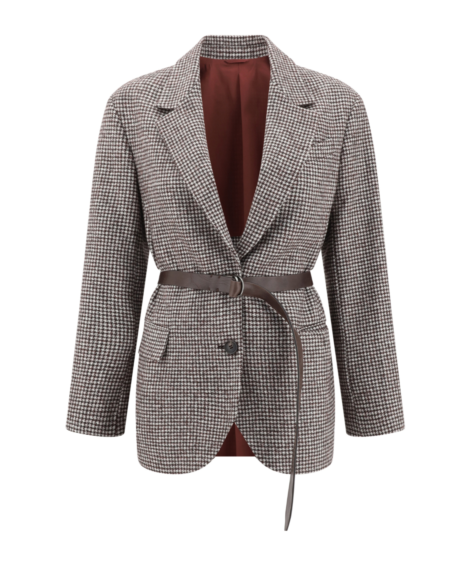 Brunello Cucinelli Houndstooth Belted Blazer