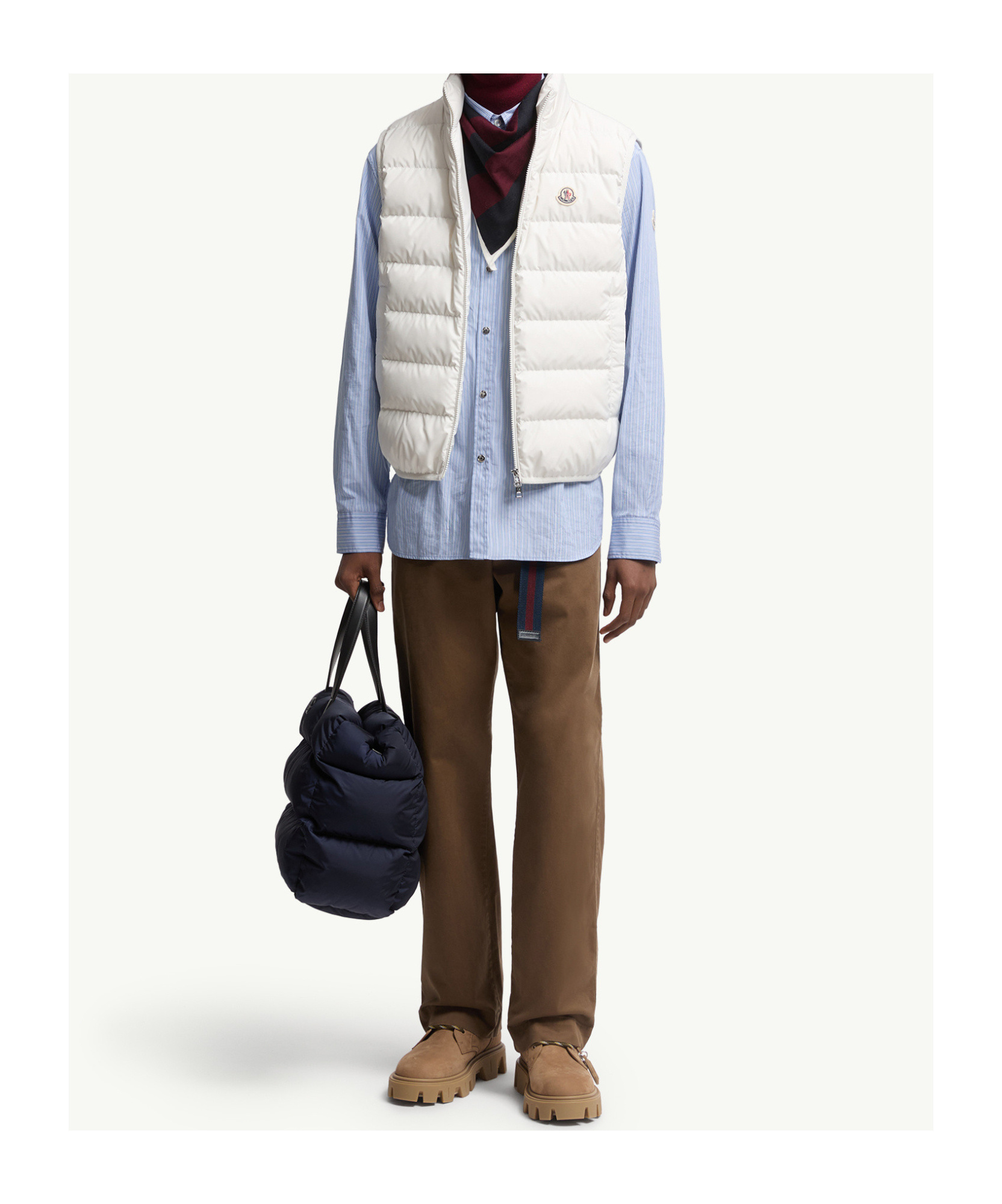 Moncler Mens Natural Contrin Brand-badge Shell-down Gilet In White