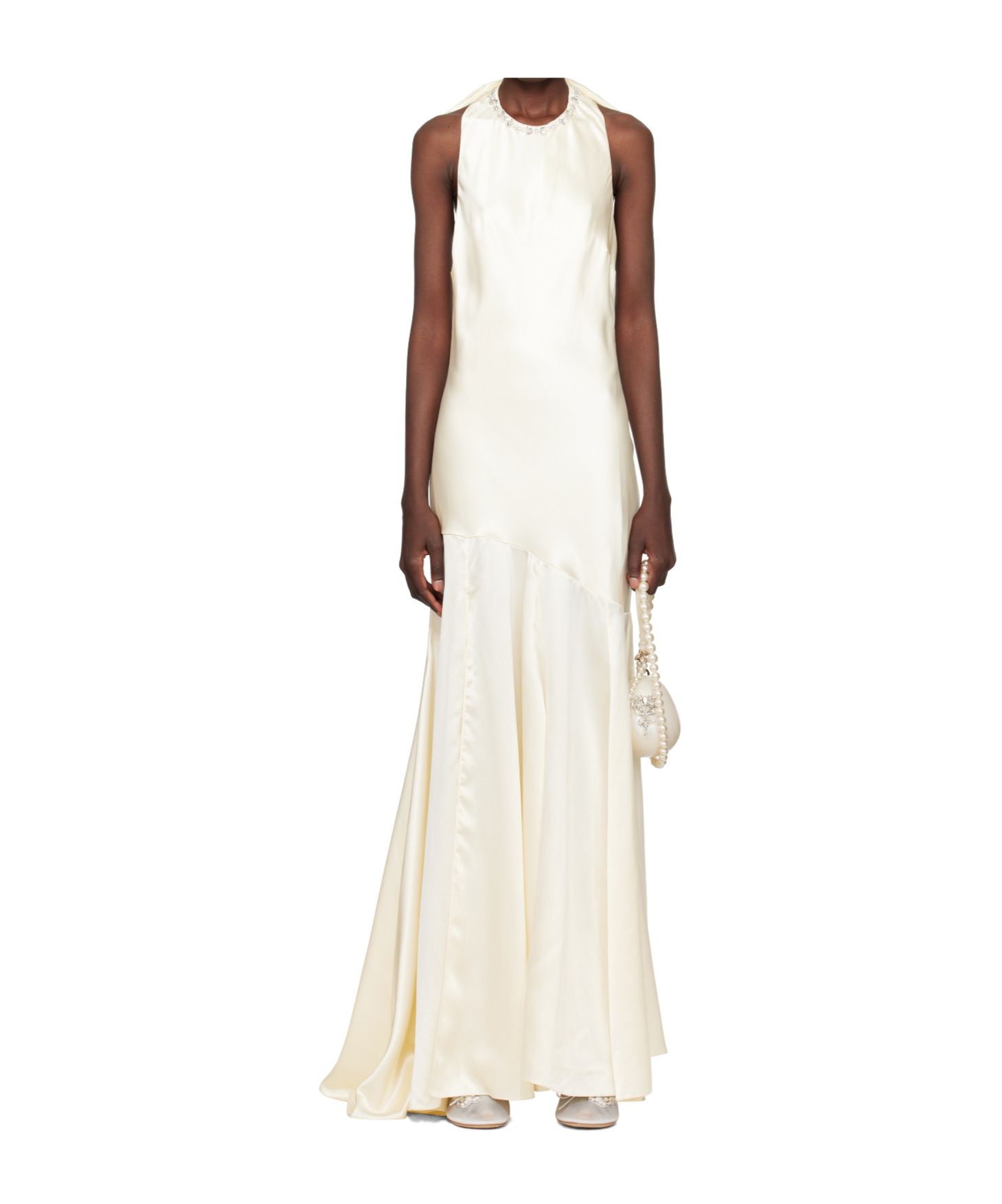 Simone Rocha Bridal Collection Silk Satin Bow Dress In Neutral