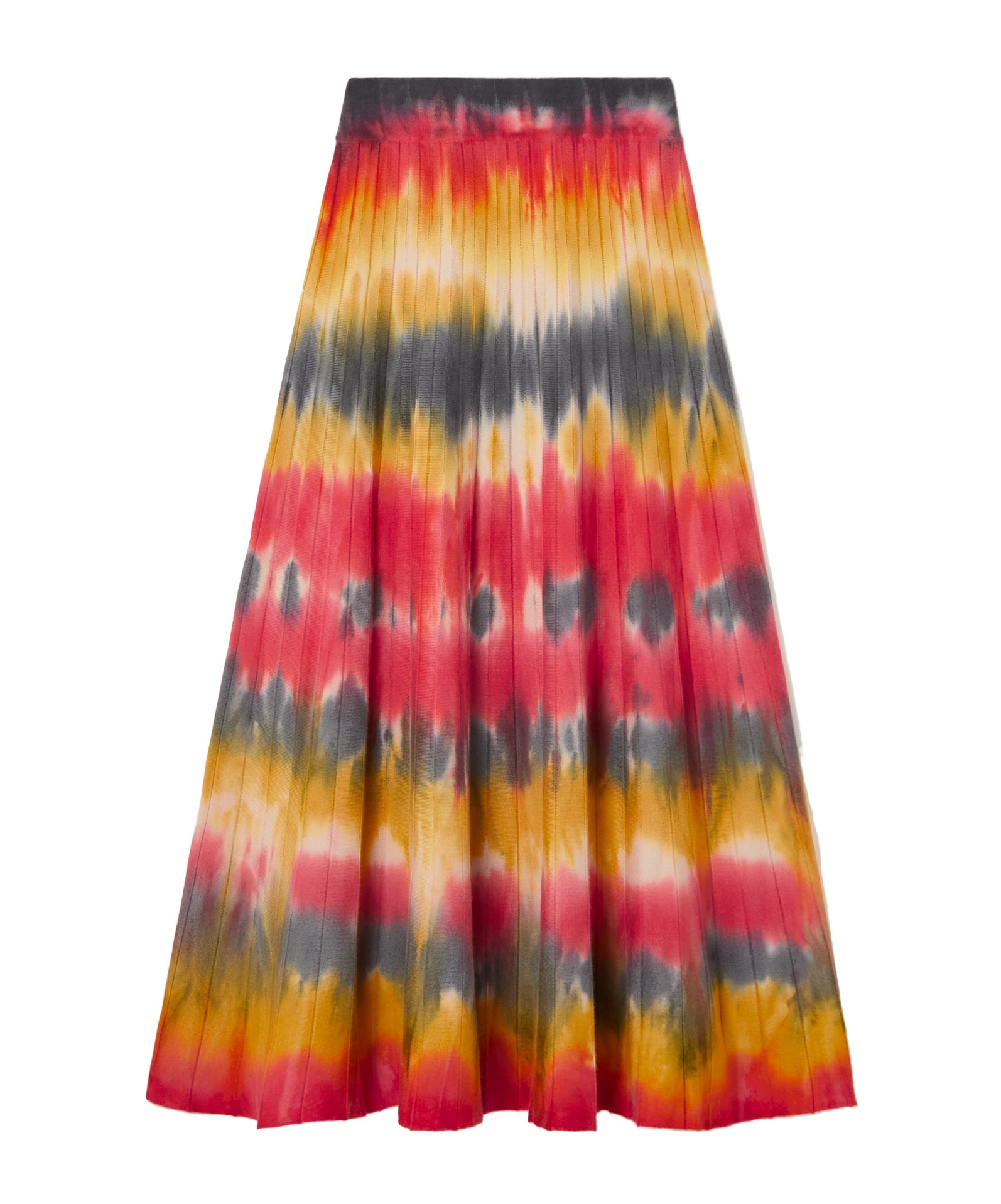 Gabriela Hearst Ella Pleated Tie-dyed Cashmere Midi Skirt In Multi