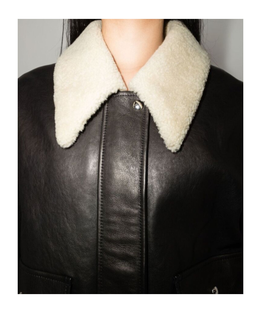 Khaite Lapel Leather Jacket In Black