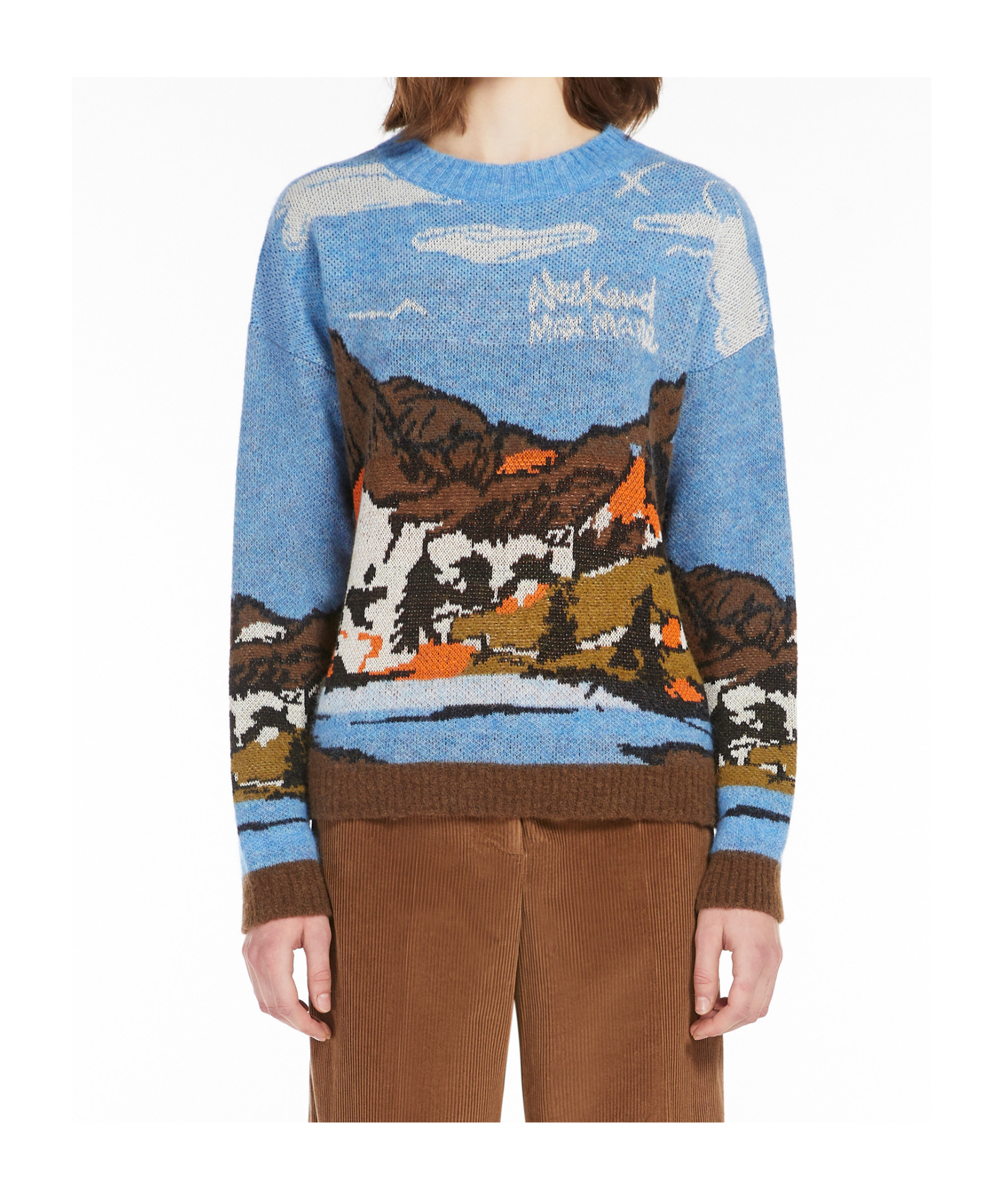 Weekend Max Mara Jacquard Wool Alpaca Sweater In Blue
