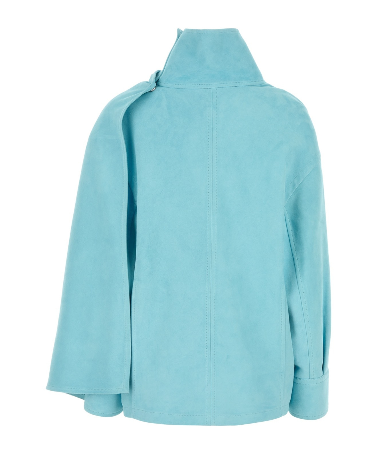 Bottega Veneta Light Blue Leather Blouse In Blue