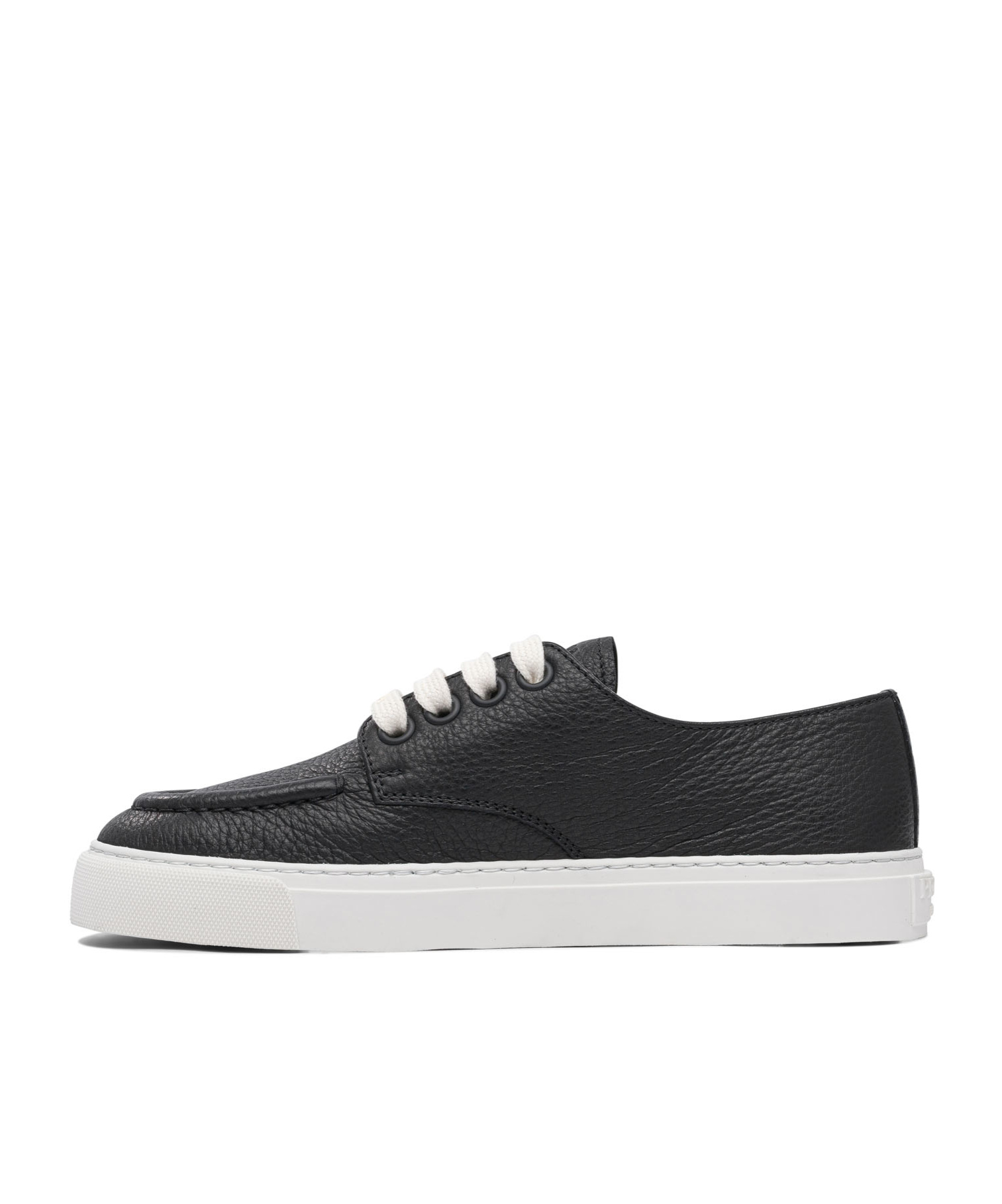 Prada Low Profile Round Toe Sneakers With Textured Finish In Black