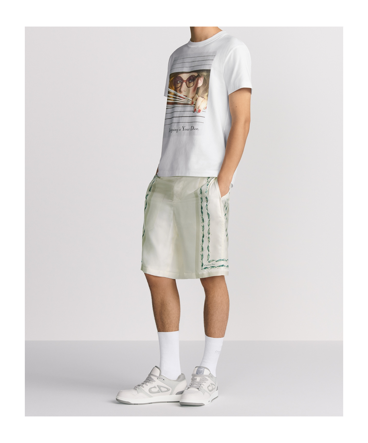 Dior Christian Couture Lily Of The Valley Bermuda Shorts In White