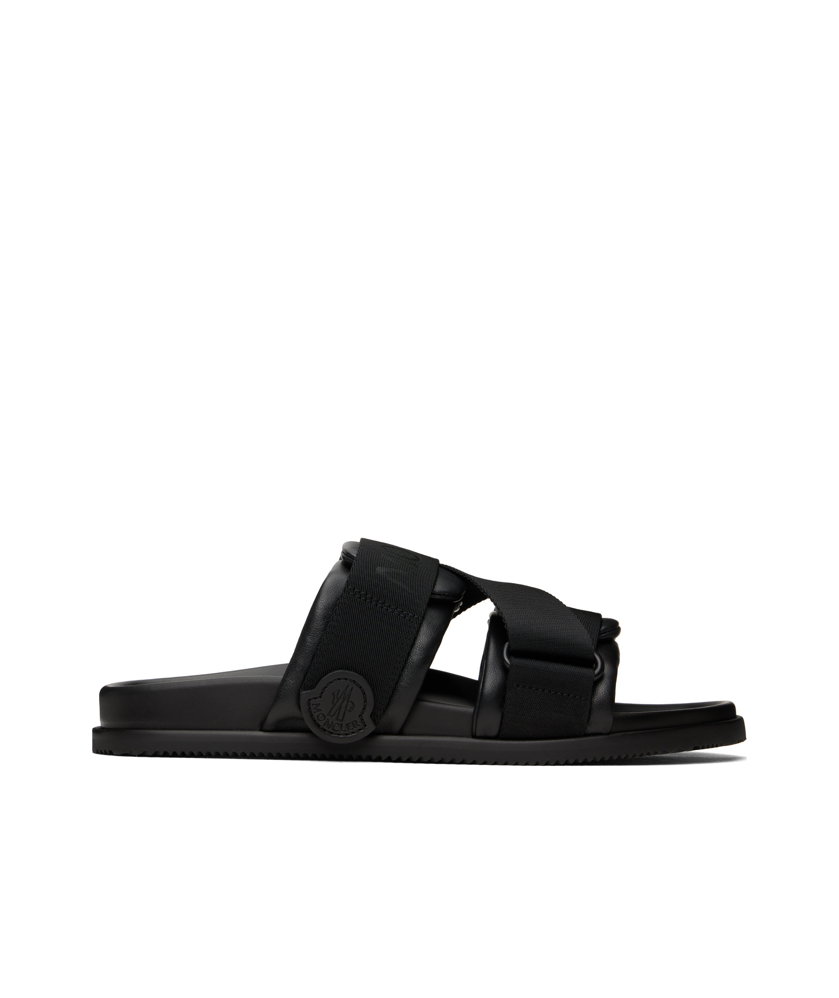 Moncler Logo-jacquard Rubber Sliders In Black