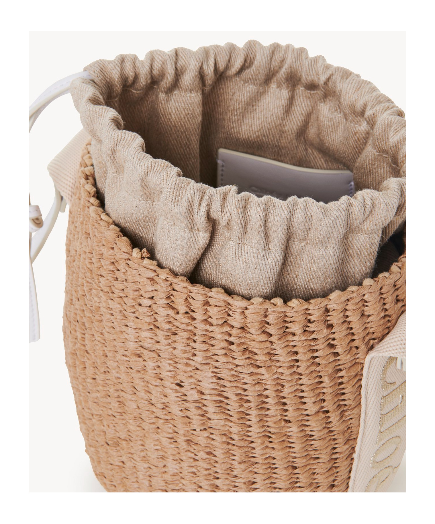 Chloé Woven Raffia Bucket Bag With Removable Strap In Nude