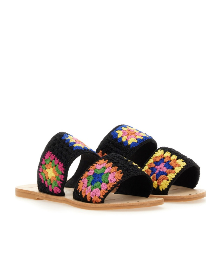 Manebi Manebí Yucatán Crochet Two Bands Sandals In Multicolor