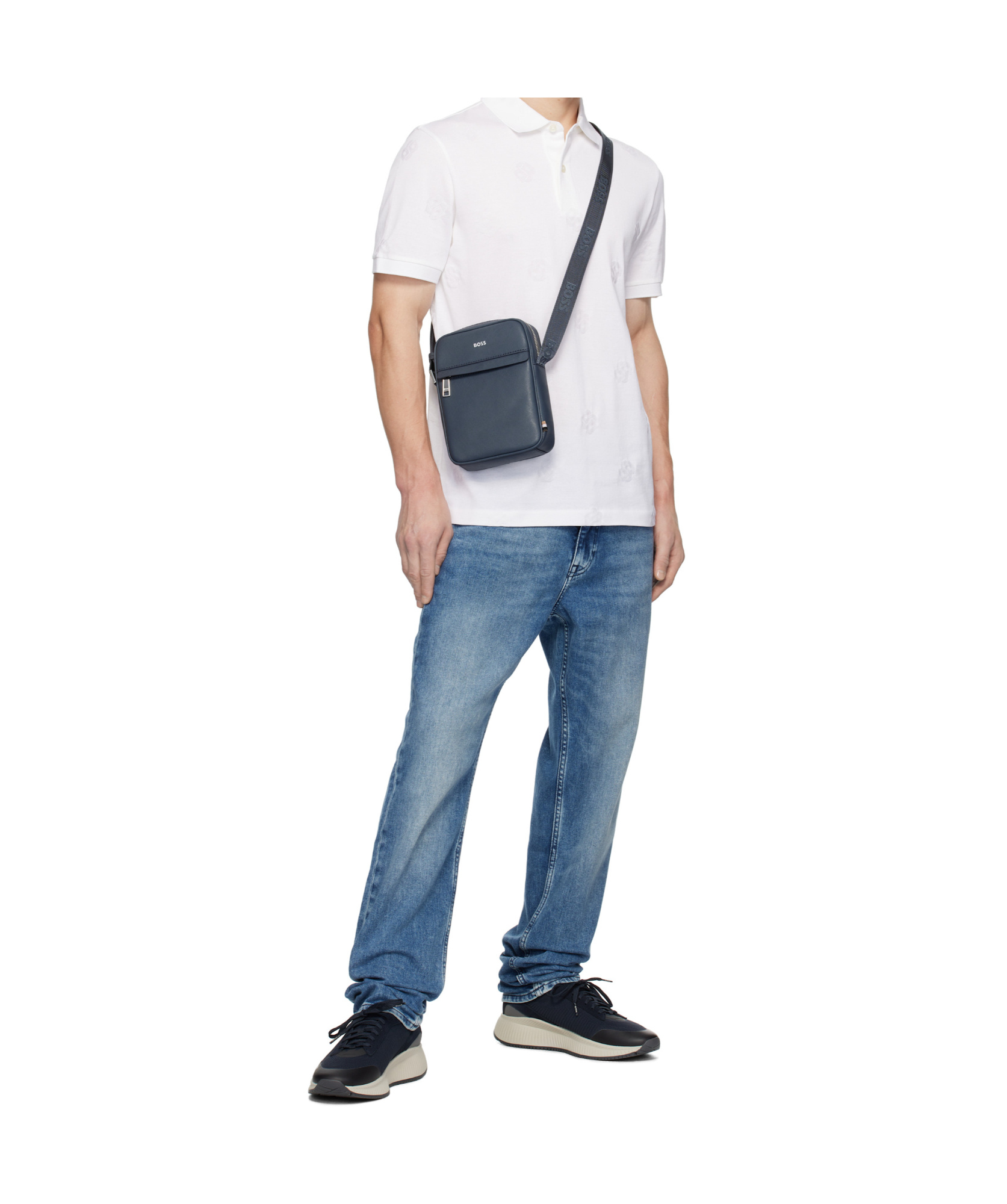 Hugo Boss Navy Ttnm Evo Knitted Sneakers In Black