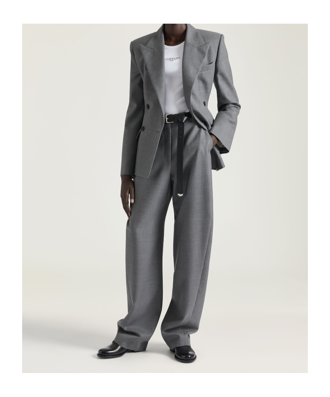Givenchy Double Breasted Jacket In Wool In Gray