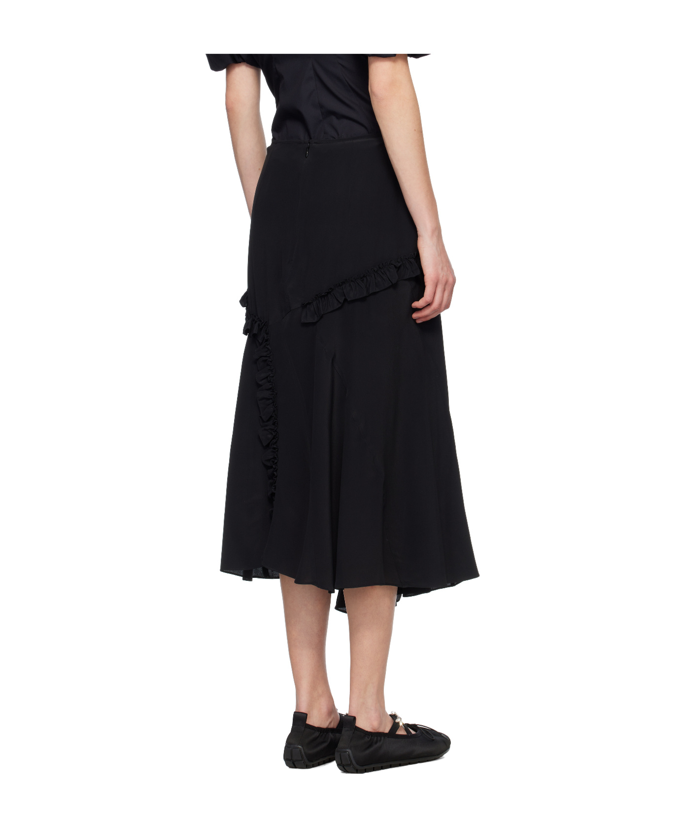 Simone Rocha Ruffle Frill Multi-seam Skirt In Black