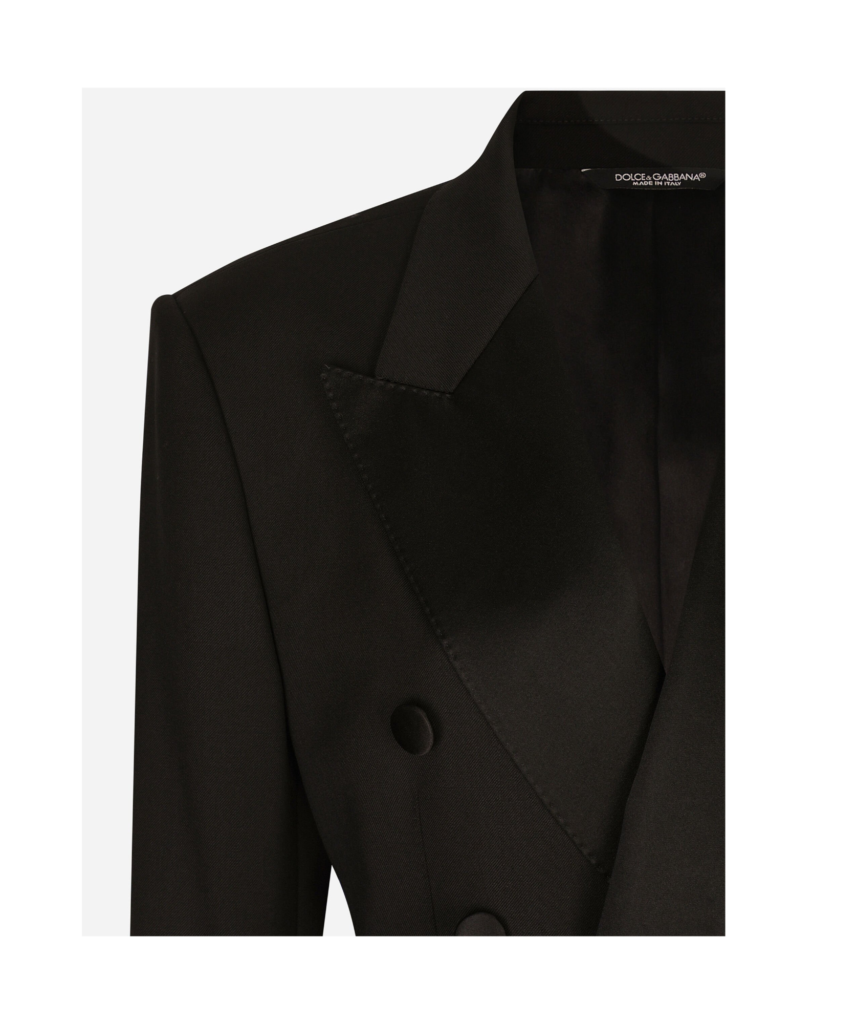 Dolce & Gabbana Virgin Wool-blend Cropped Blazer In Black