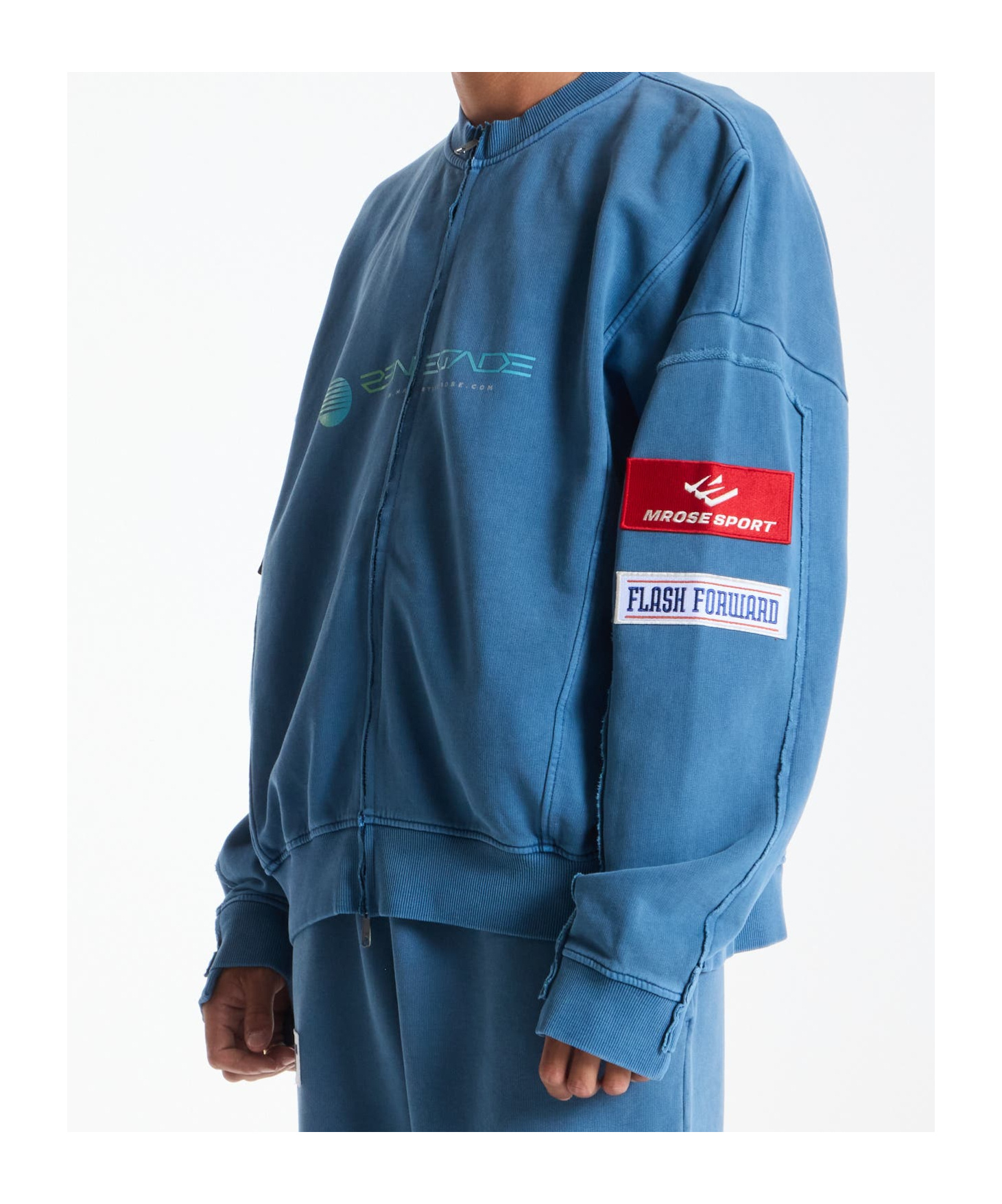 Martine Rose Zip-up Panelled Sweatshirt In Blue