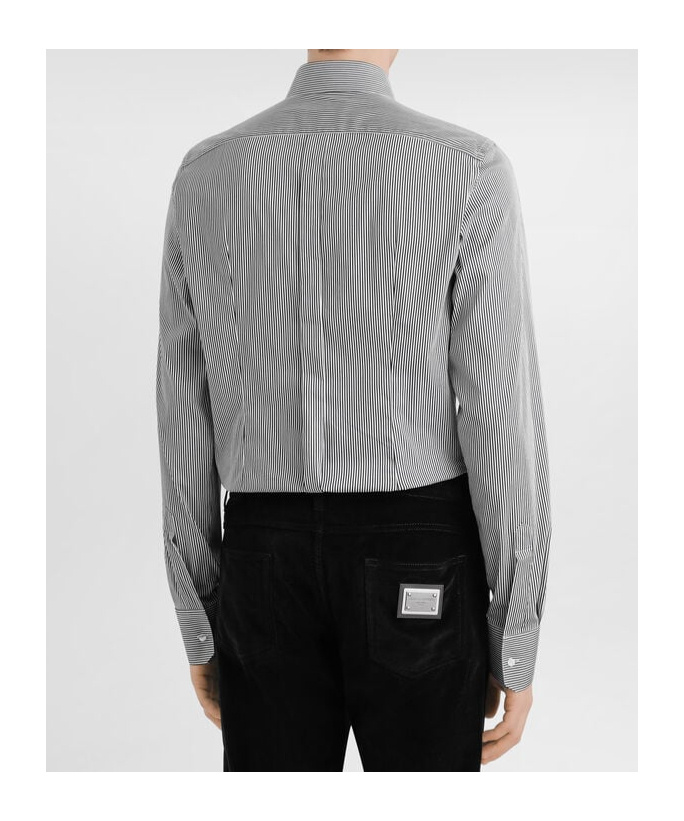 Dolce & Gabbana Striped Cotton Shirt Button-down Collar In Multi