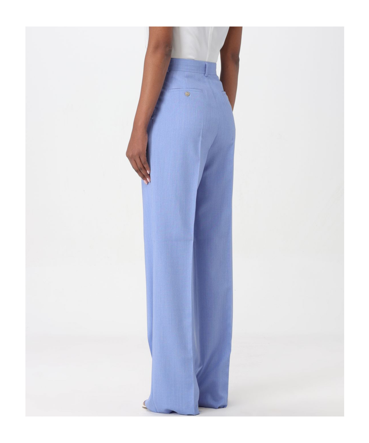Max Mara Wool Wide-leg Casual Pants In Blue
