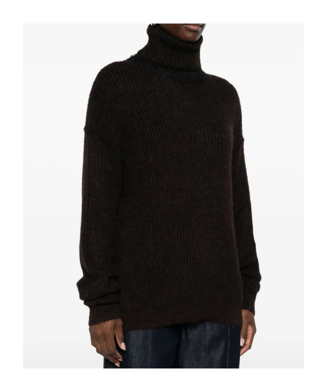 Uma Wang Ribbed Turtleneck Sweater In Brown