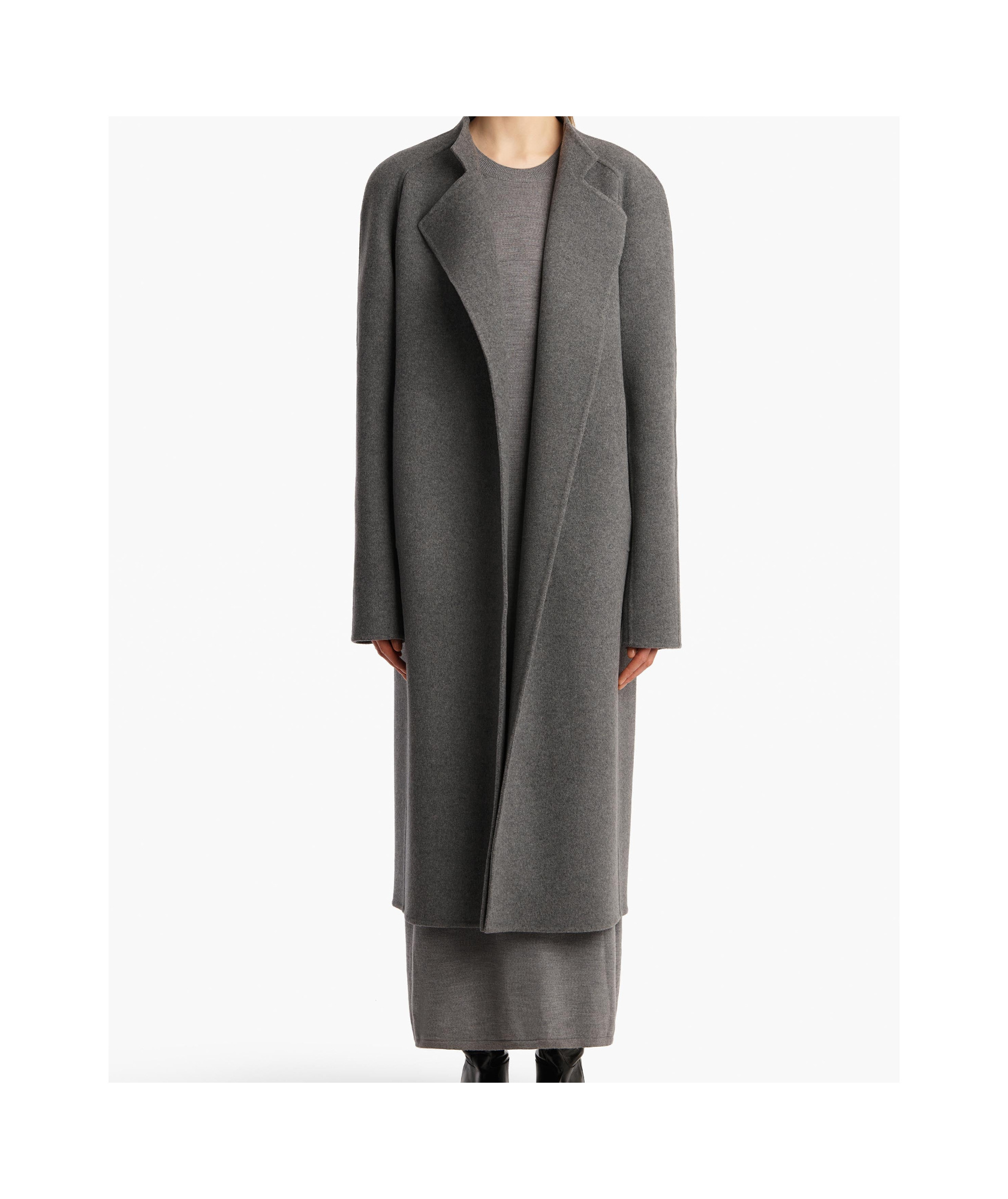 Khaite Annly Belted Wool-felt Coat In Gray