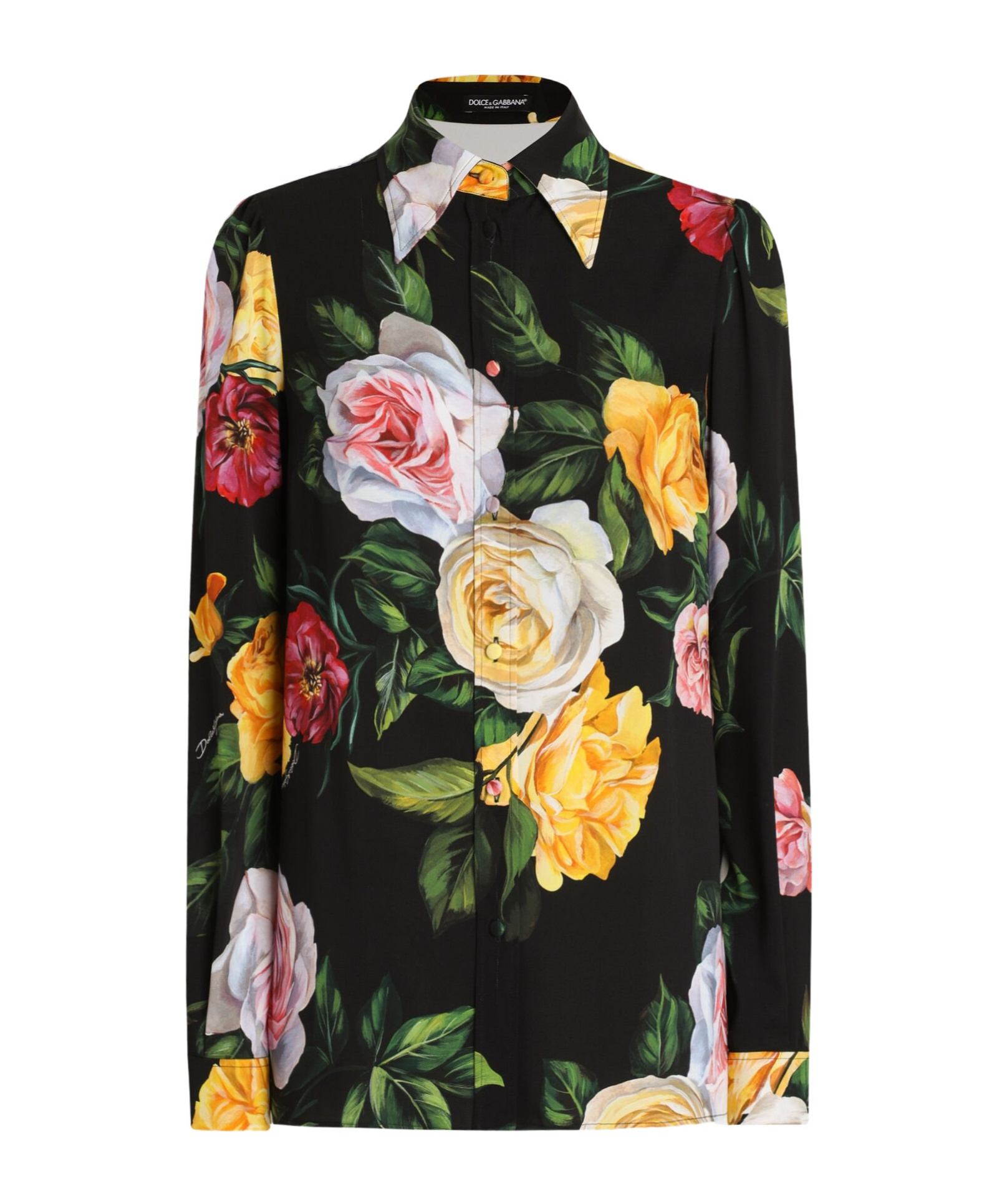 Dolce & Gabbana Rose-print Shirt In Black