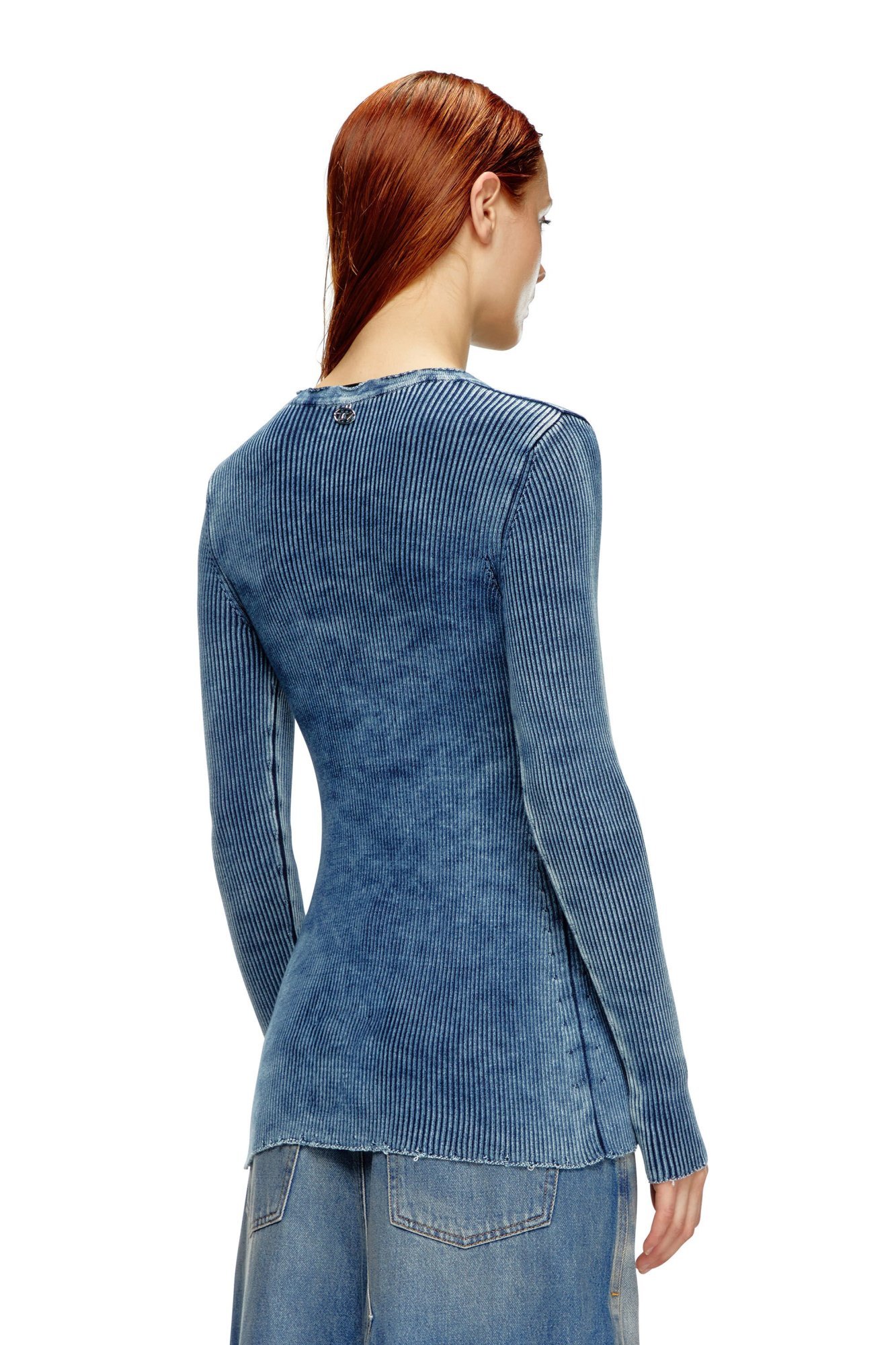 Diesel M-acerata Ribbed-knit Cardigan In Blue
