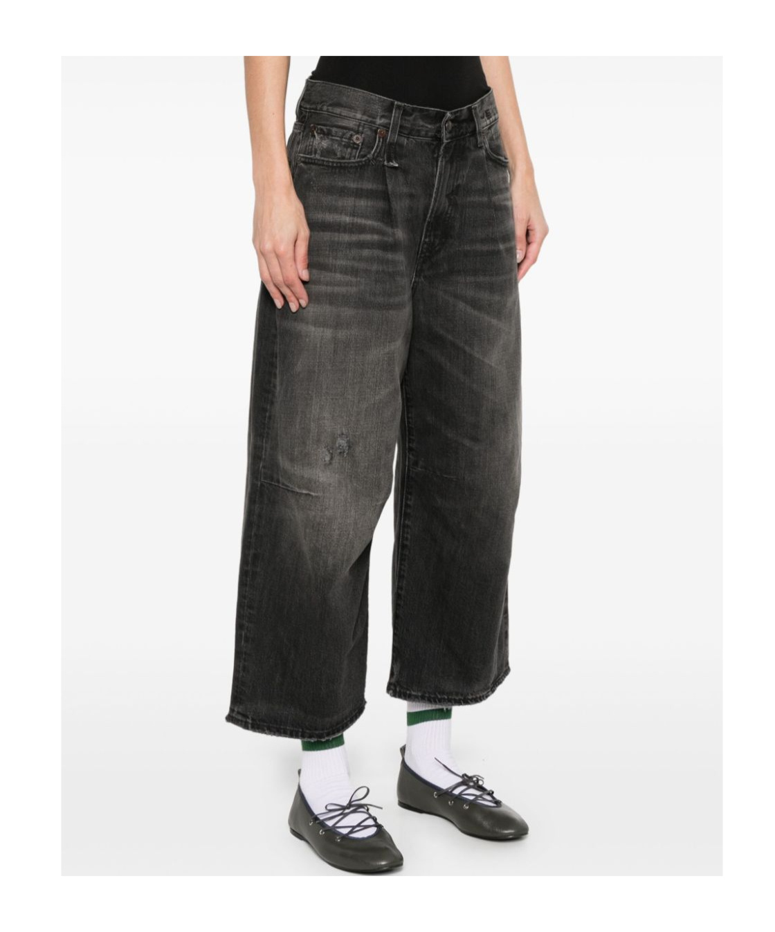 R13 Cropped Wide-leg Jeans In Black