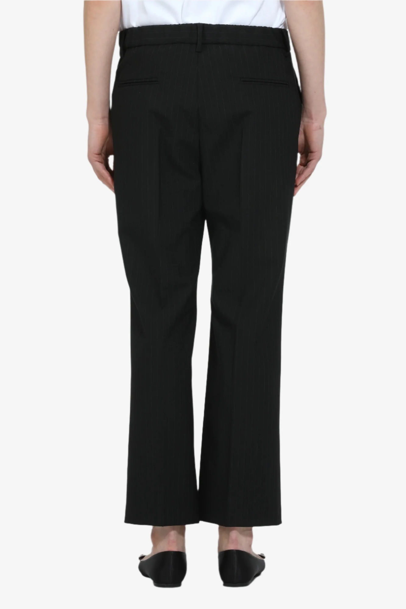 N°21 Straight Fit Striped Ankle Trousers In Black