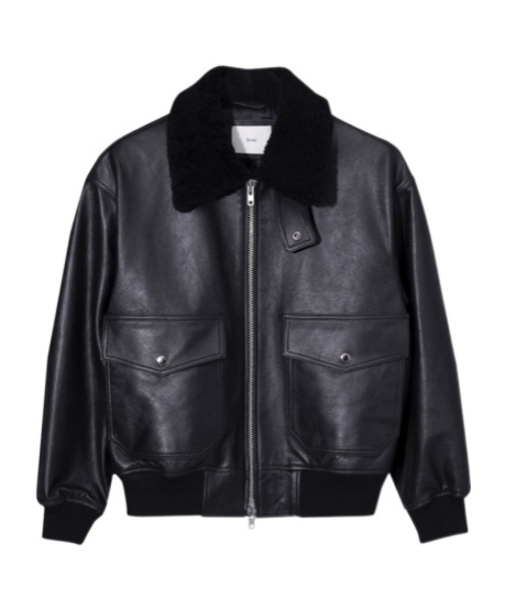 Dunst Shearling Collar Leather Jacket In Black