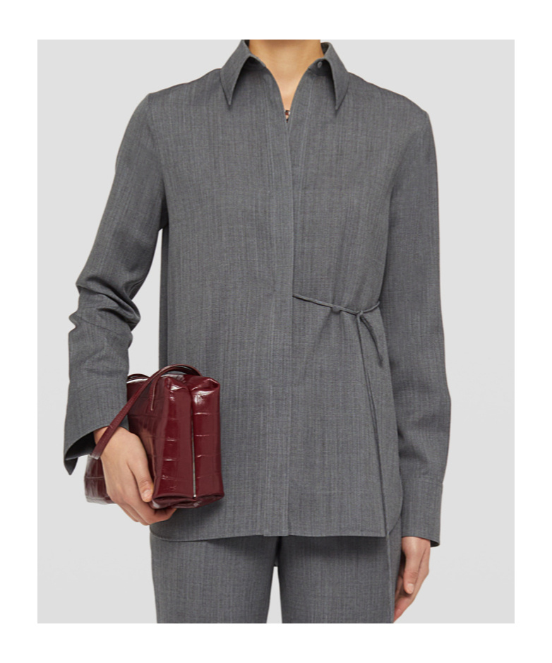 Jil Sander Wrap Wool Shirt In Black
