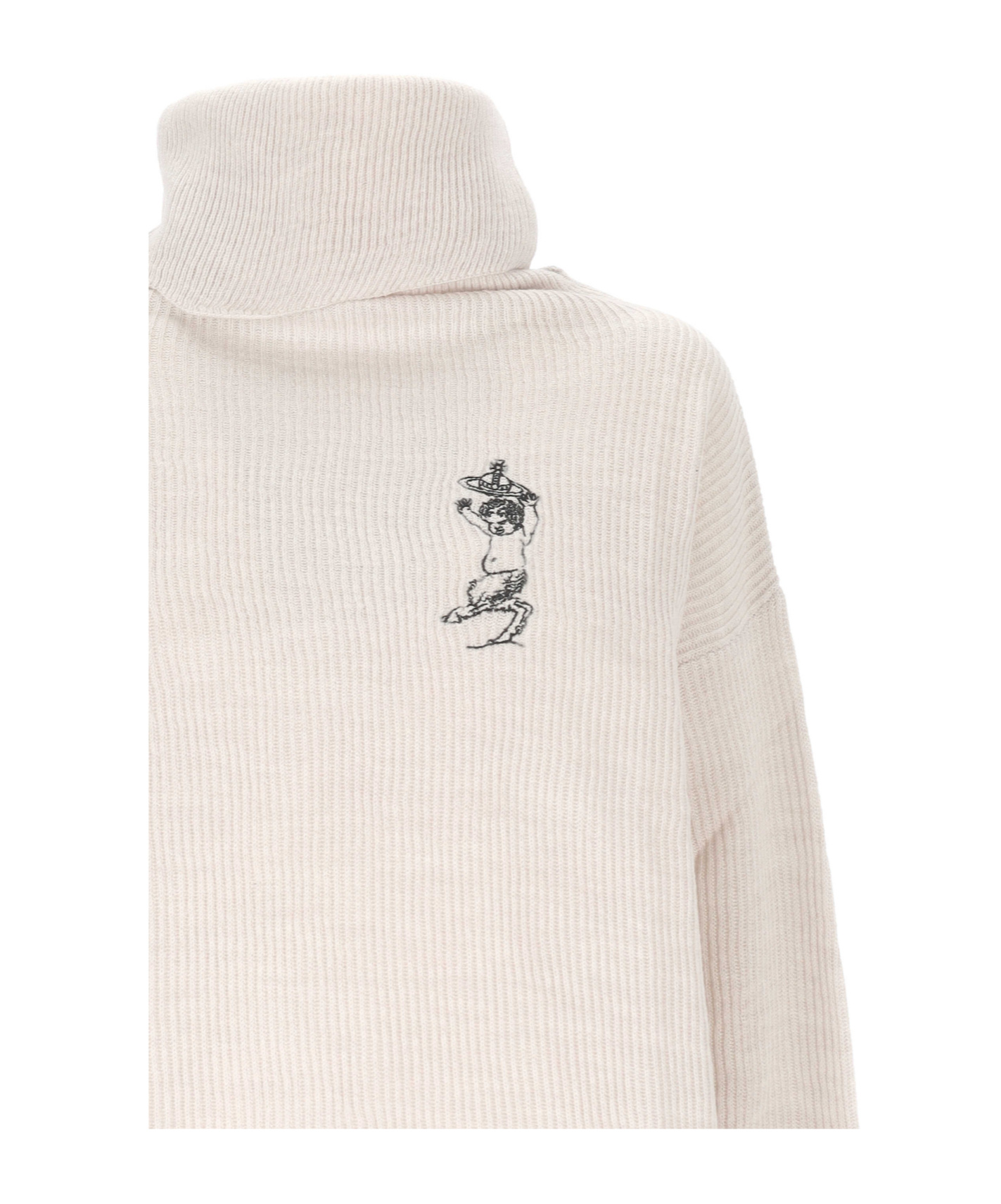 Vivienne Westwood Embroidered-detail Turtleneck Sweater In Neutral