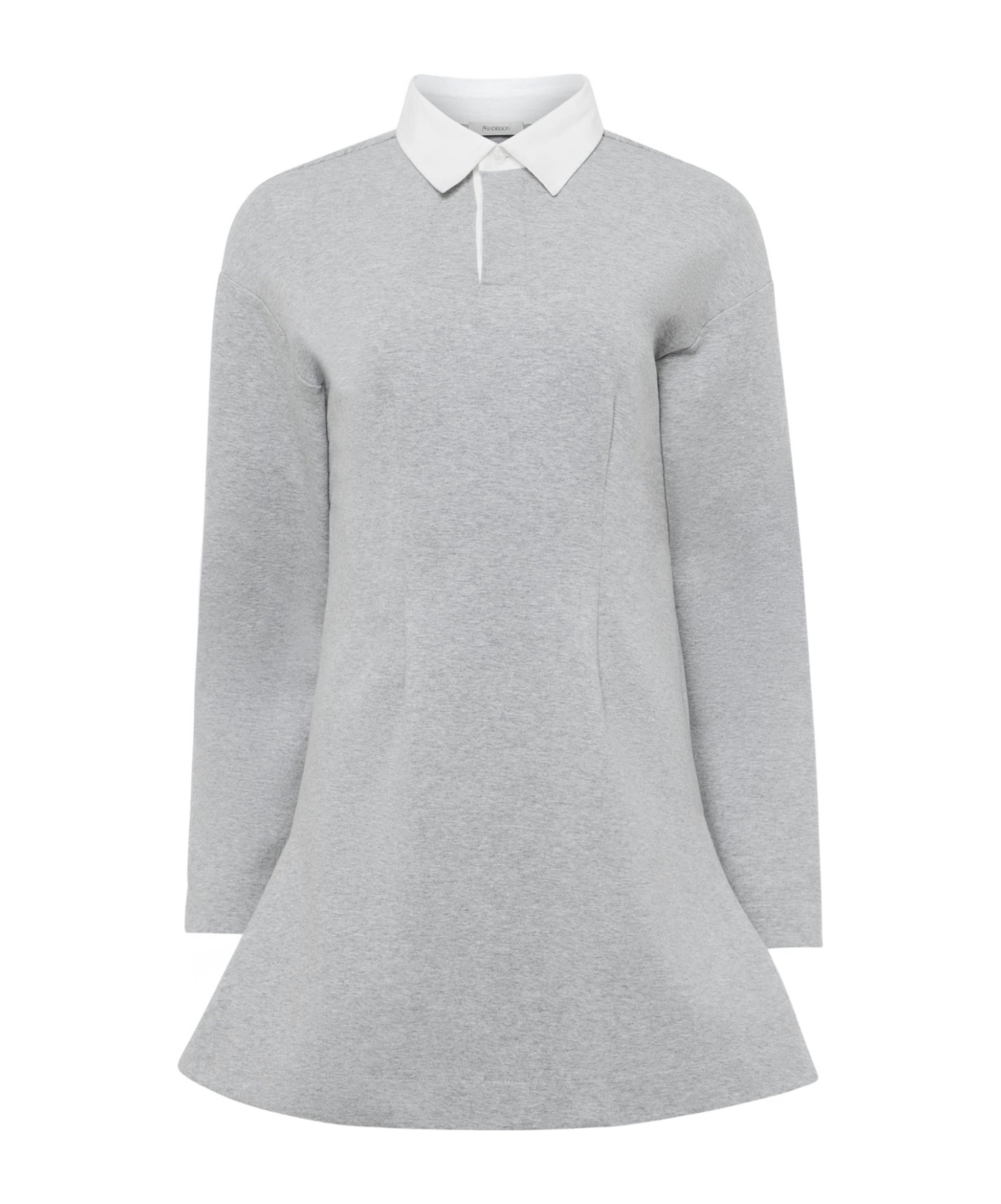 Jw Anderson Mens Mid Grey Melange Regular-fit Long-sleeve Stretch-cotton Blend Midi Polo Dress In Gray